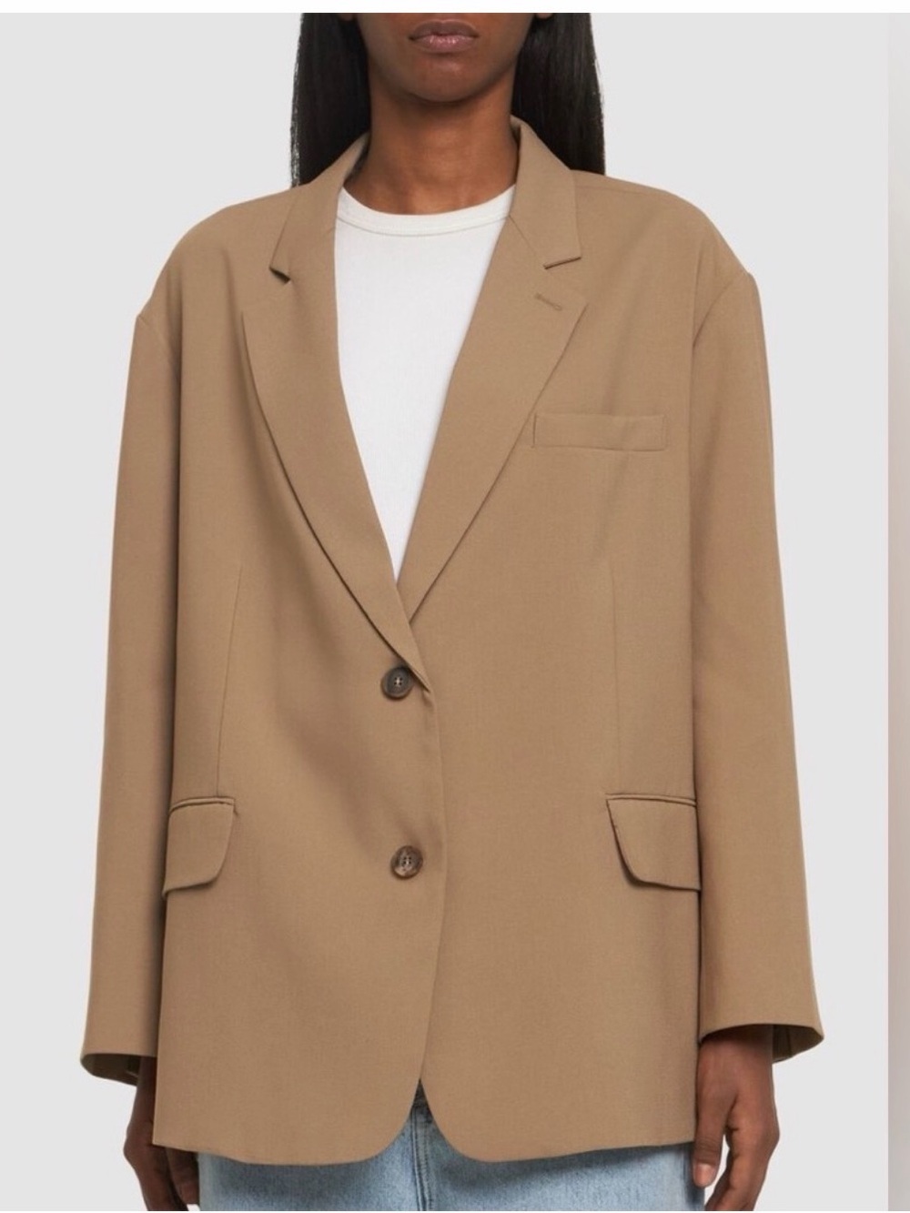 Frankie Shop Taupe Oversized Blazer very chic. Size is OS but fits like a 10/12 - Picture 3 of 15